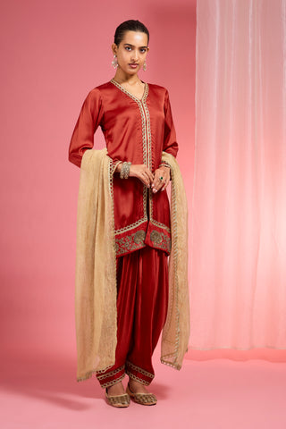 RED MODAL SATIN SALWAR KURTA SET