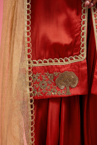RED MODAL SATIN SALWAR KURTA SET