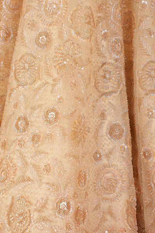 GOLD  DOUBLE NET HAND EMBROIDERED LEHENGA SET