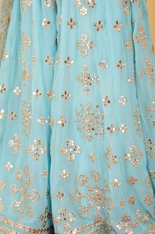 SKY BLUE GOTA PATTI WORK GEORGETTE SHARARA SET