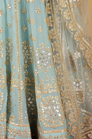 LIGHT TEAL GOTA PATTI WORK GEORGETTE LEHENGA SET