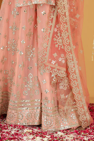 DARK PEACH GOTA PATTI WORK GEORGETTE SHARARA SET