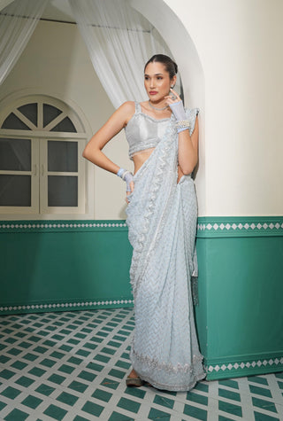 Embellished Sequinned Pure Georgette Saree