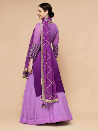 Milu Madan ombre purple kurti lehenga with embroidered skirt