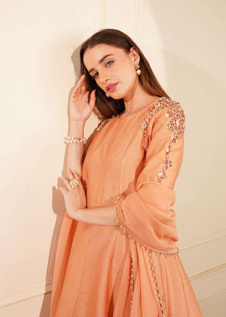 Peplum with Pearl Sequins & Stone Work, Georgette Sharara & Dupatta with Pearl Detail
