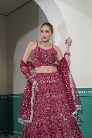 DARK MAROON HEAVY LEHENGA SET