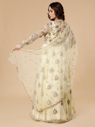 CREAM JACKET LEHENGA SET