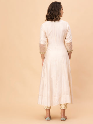 IVORY PURE CHANDERI ANARKALI SET