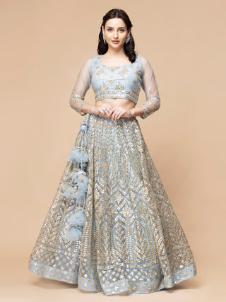 POWDER BLUE GOTA PATTI LEHENGA SET