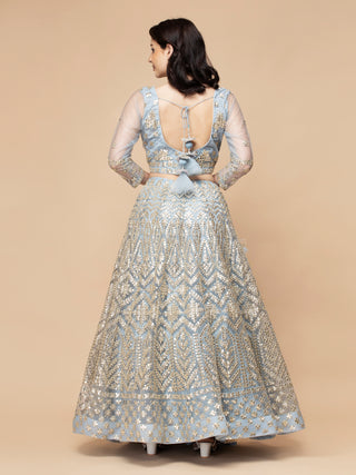 POWDER BLUE GOTA PATTI LEHENGA SET